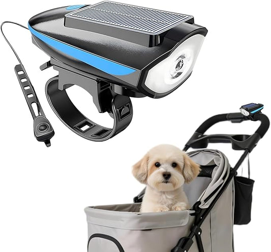Pet Stroller Light, Solar Powered Safety LED Light for Dog Stroller, Bicycle Basket, Jogger – Waterproof, USB Rechargeable, Clip-on Night Walking Lamp