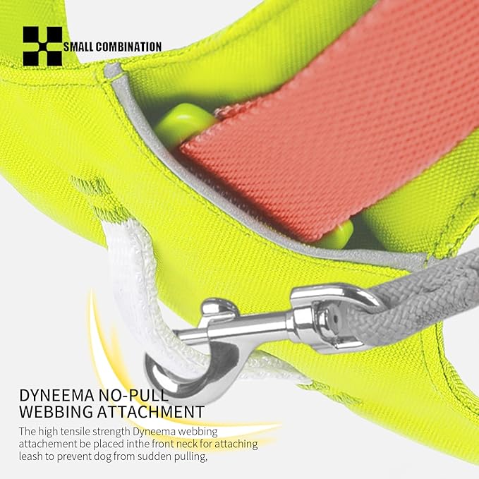 Lightweight Dog Harness, Large to Very Large Breeds, Adjustable Fit.Pet Harness with Pocket, Dog Training Harness for Outdoor Walking Running, Hiking (Lemon Yellow, M)