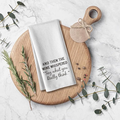 Funny Joke Kitchen Towels,Say What You Really Think Bar Towel,16x24 Inch Tea Rags for Barroom DéCor,Hilarious Absorbent Microfiber Dishcloth,Gift for Hostess Mom New Home Women Housewarming