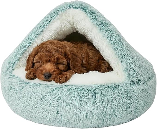 Dog Bed, Dog Bed with Cover Cave, Dual Comfort Design, Pet Bed for Small/Medium/Large Cats and Dogs, Anxiety Relief, Durable & Chew-Proof, Improves Sleep & Behaviour (Green, 24in)