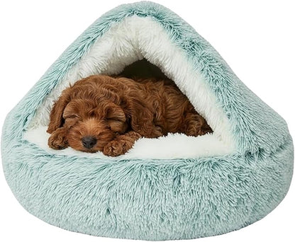 Dog Bed, Dog Bed with Cover Cave, Dual Comfort Design, Pet Bed for Small/Medium/Large Cats and Dogs, Anxiety Relief, Durable & Chew-Proof, Improves Sleep & Behaviour (Green, 28in)