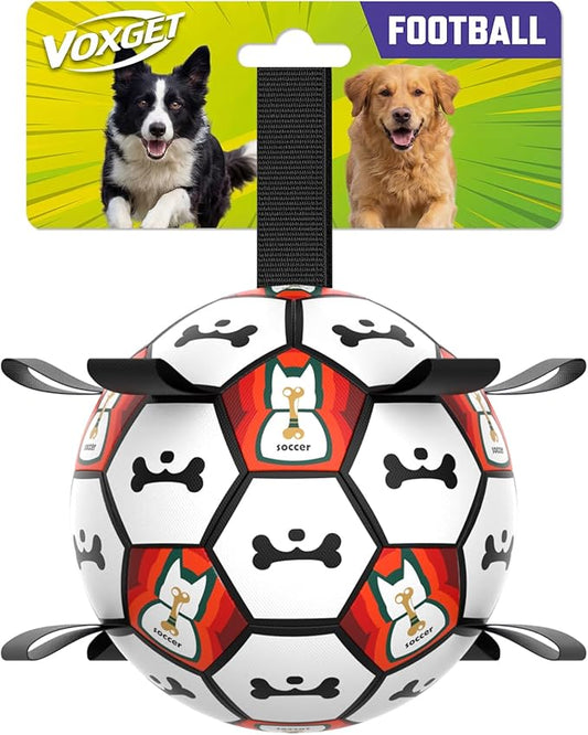 Interactive Dog Ball Toys, 2026 Dog Soccer Ball with Thicken Straps for Small Medium Breeds Tug of War, Small Herding Balls with Pump for Puppy Dogs Outdoor Play Training (Black, 6 Inch)