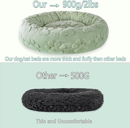 23 Inch Calming Dog Bed for Small Dogs Cats, Kitty Puppy Round Anti-Anxiety Warm Bed, Soft Cozy Anti-Slip Donut Washable Pet Bed, Fits up to 30 lbs Pets
