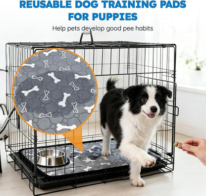 2 Pack Washable Pee Pads for Dogs, Absorbent Reusable Puppy Training Pads, Leakproof, Non-Slip, Waterproof Cat Doggie Pad Pet Potty Mat for Indoor&Outdoor, Whelping, Crate, Gray 28"x40"