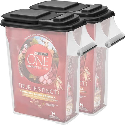 Buddeez Pet Food Storage Containers - Capacity Dog Food Storage Container, Cat Food Container, Bird Seed Storage Container, with Durable EZ Grip Handle, EZ Flip Lid & Scoop (2 Pack) 16 QT/16 LB