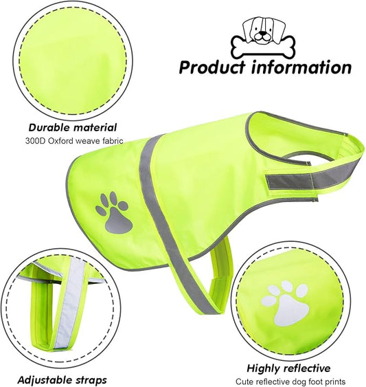 Geyoga 2 Pieces Dog Reflective Vest Adjustable Dog Safety Service Vest Pet High Visibility Apparel Pet Jacket Clothes Safeguard for Hunting Outdoor Walking Night(L,Blaze Orange, Fluorescent Yellow)