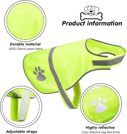 Geyoga 2 Pieces Dog Reflective Vest Adjustable Dog Safety Service Vest Pet High Visibility Apparel Pet Jacket Clothes Safeguard for Hunting Outdoor Walking Night(M,Blaze Orange, Fluorescent Yellow)