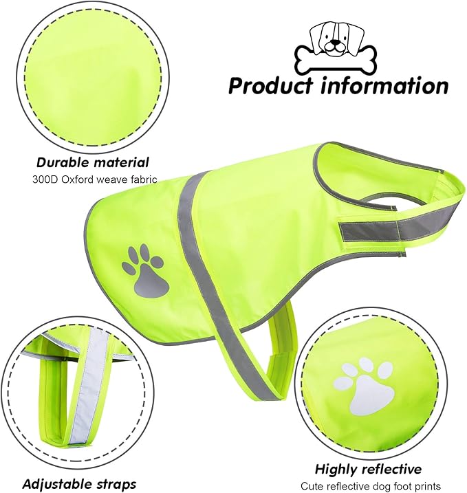 Geyoga 2 Pieces Dog Reflective Vest Adjustable Dog Safety Service Vest Pet High Visibility Apparel Pet Jacket Clothes Safeguard for Hunting Outdoor Walking Night(S,Blaze Orange, Fluorescent Yellow)