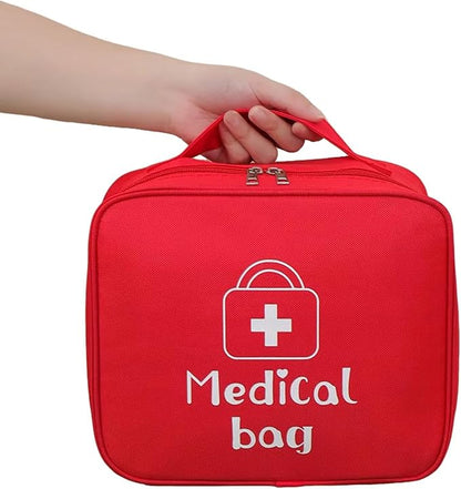 Red First Aid Bag Empty 1st Aid Bag Medical Travel Case Emergency Storage Compact Medicine Bags for Car Office Kitchen Sport Outdoors Camping Hiking Pet (Red M)