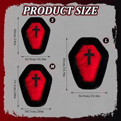 Gothic Cat Beds Fits up to 25 lbs, Washable Coffin Cat Bed, Goth Pet Bed, Halloween House 24 * 16.9 Inch, Red & Black Small