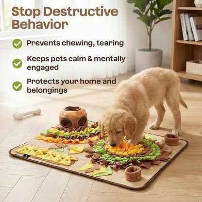 Interactive Dog Snuffle Mat for Slow Feed & Digestion Support - Large 31×24 in, Multicolor Mat with Washable Fleece, Non-Slip Backing - Mental Stimulation & Puzzle Toys for Dogs of All Breeds