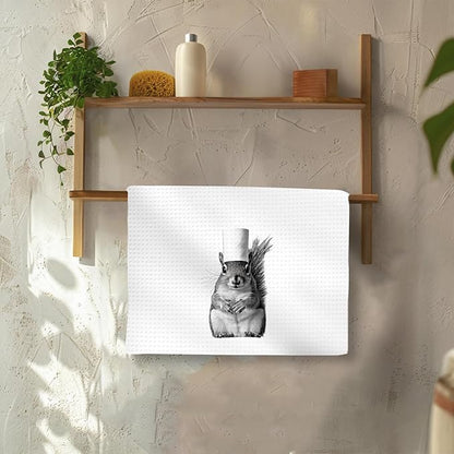 Squirrel Bathroom Hand Towels, Squirrel Decor for Bathrooms, Funny Bathroom Squirrels Hand Towels, Squirrel Gifts, FunnySquirrel Themed HandTowels for SquirrelLovers Bathrooms, 16x24In