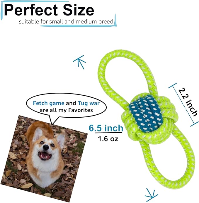 YESWOOD! Fetch Dog Toy Small Breed,Dog Ball with Rope Attached for Small and Medium Breed 0-80 Pounds,4-Pack Ball on Rope Puppy Interactive Toy