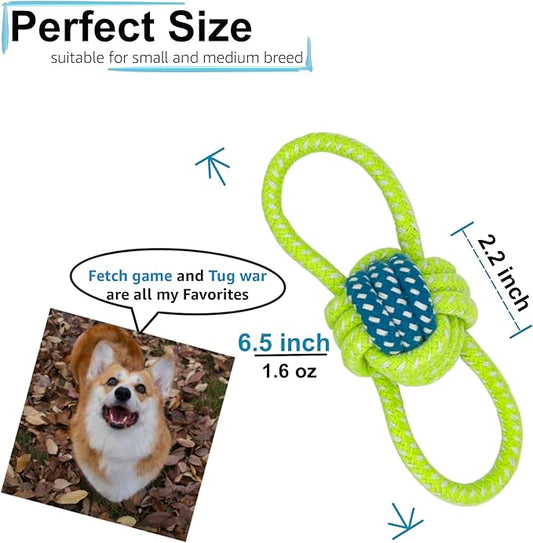 YESWOOD! Fetch Dog Toy Small Breed,Dog Ball with Rope Attached for Small and Medium Breed 0-80 Pounds,4-Pack Ball on Rope Puppy Interactive Toy