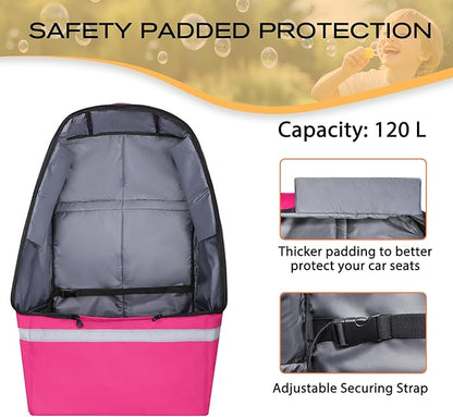 LARIPOP Car Seat Travel Bag for Airplane Gate Check Approved, Padded Backpack with Adjustable Straps, Reflective Strips & Protective Feet for Infant Convertible Booster Seats, Pink