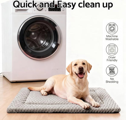 Dog Bed Mat - Dog Crate Pad - Reversible Mat for Pet Comfort - Soft Bed Crate Pads for All Seasons - Durable, Machine Washable Mat for Crates, Travel, and Home (Light Gray, 35" L*23" W*1.5" Th)