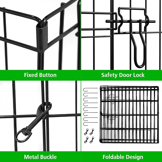 Puppy Pet Playpen 8 Panel 24 Inch Indoor Outdoor Metal Portable Folding Animal Exercise Dog Fence Ideal for Pet Animals Dog Cat Rabbit Breed Puppy (24" x 24" x 8)
