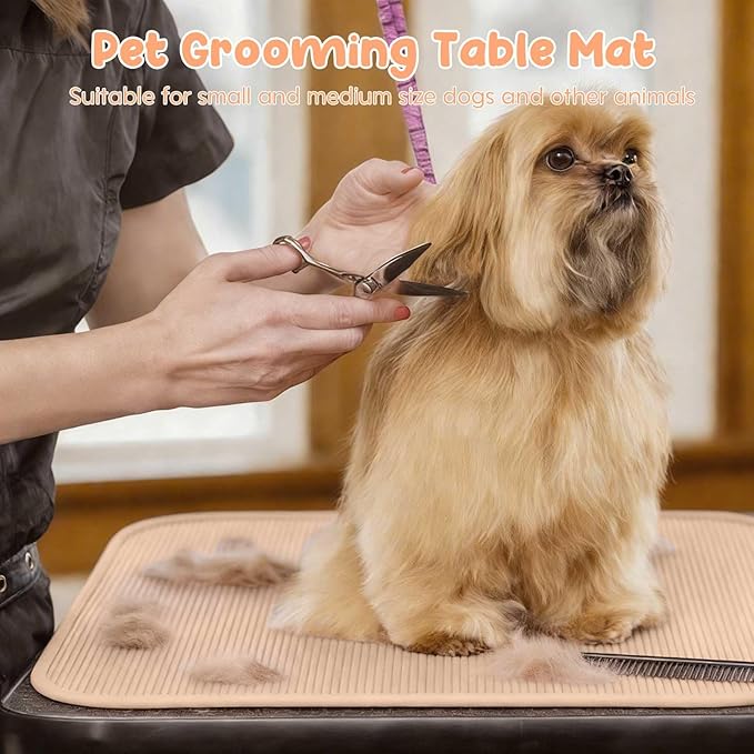 Dog Grooming Table Mat Pad Non Slip，Silicone Durable Premium Non-Slip Dog Bath Mat，Slip Mat - Bathing Mat for Pets，22.45inchX15.75inch (Khaki)