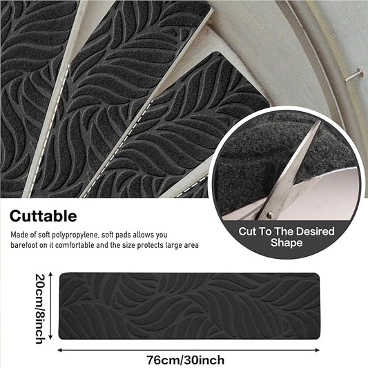 Stair Treads for Wooden Steps - Non Slip Stairs Carpet Tape Peel and Stick with Double Adhesive Tape Set of 15 Leaf -Black