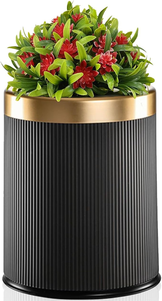 Yatmung 2.6 Gal Dog Poop Trash Can Outside - Outdoor Poop Garbage Can - Small Pet Waste Container with Lid - Front Porch, Waste Bin for Bathroom, Bedroom, Office - Plant Styled Dog Poop Bucket - Grey