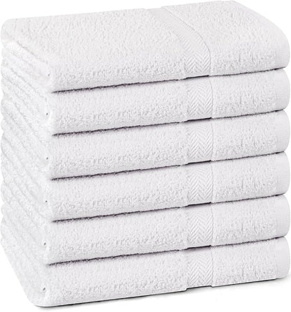 Towel and Linen Mart 100% Cotton White 6 Pack Bath Towel Set, Quick Dry, Super Absorbent, Light Weight, Soft Feel for Hotel, Spa and Bathroom (27 X 54) (White, 27 x 54 6 Pack)