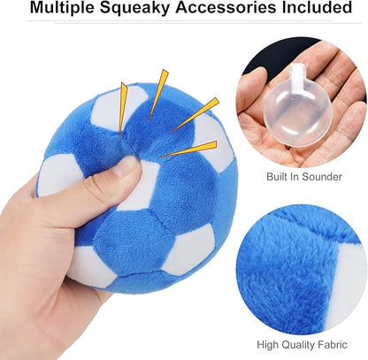 Dog Toys Balls - Chewable Plush Football for Dogs, Soft Pet Squeaky Ball Stuffed with Fluffy, Durable Indoor Outdoor Dog Puzzle Toy, Birthday for Puppy Small and Medium Breeds