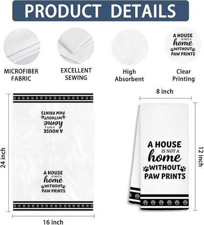 Dog Kitchen Towels, Dog Mom Dad Lovers Owner Gifts for Women Men Dish Tea Towels, Pet Lover Gifts Decorative Hand Towels for Kitchen Bathroom Decor, 16x24 Inch