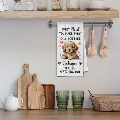 Cockapoo Dog Kitchen Towels, Every Meal You Make Every Bite You Take Cockapoo Gifts Dish Towels for Kitchen, Dog Lover Mom Owner Gifts Decorative Hand Towel, 16x24 Inch