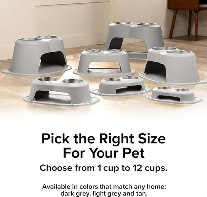 WeatherTech Double High Pet Feeding System - Elevated Dog/Cat Bowls - 10 inch High Light Grey (DHC6410LGLG)
