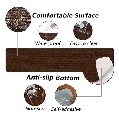 Non-Slip Stair Treads, 7.8" X 30" (15-Pack) Stair Treads Runner Indoor Outdoor, Brown Slip Resistant Stair Tread Mats Step Covers Pads for Elders, Kids and Pets (30" x 7.8", Brown)
