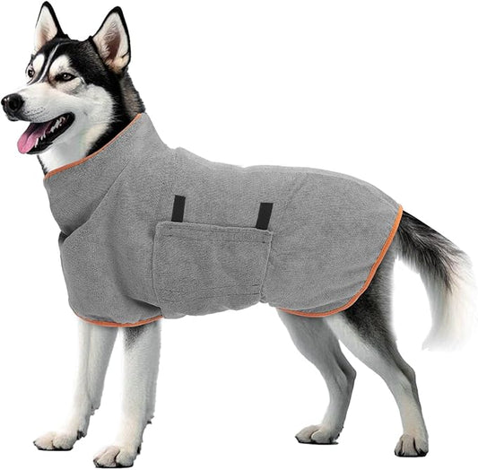 Large Dog Sweatshirts for Dogs, Bath Robe for Puppy After Shower, Soft Dogs Quick Drying Coat, Dog Bath Supplies, Towels with Adjustable Belly Strap Medium Robes