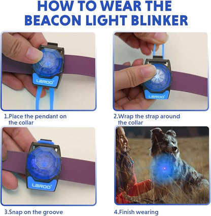 LaRoo Dog Collar Light for Night Walking - USB-C Rechargeable, 13g Ultra Light Waterproof LED Pet Safety Light with 3 Modes, Dog Lights for Night Walking, Camping(Blue)