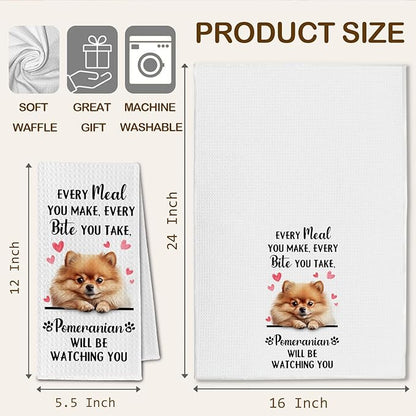 Pomeranian Gifts Kitchen Towels, Funny Dog Tea Dish Towels for Kitchen Decorative, Pomeranian Dog Lovers Gifts for Women, Every Meal You Make Every Bite You Take Hand Towel, 16x24 Inch