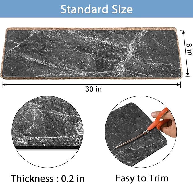 Non Slip Rubber Carpet Stair Treads for Wooden Steps Indoor, 15 Pack Slip Resistant Stair Rug Staircase Step Treads Pads for Pet, Kids and Elderly, Black Marble