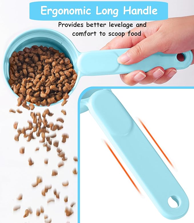 Dog Food Scoop 1 Cup 1/2 Cup - Melamine Dog Food Measuring Cup, Pet Food Scoop for Dog Cat...Comfortable Long Handle for Easy to Scoop Food, Blue 1 Cup