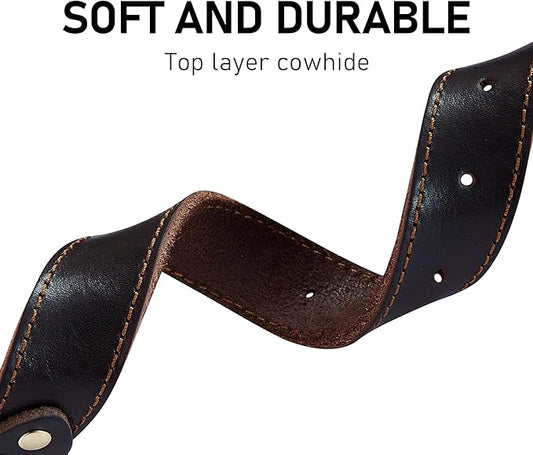 Genuine Leather Dog Collar, Heavy Duty Dog Wide Collar for Small,Medium,Large and Extra Large Dog (XL: 1.4" Wide for 18.6"-25.8" Neck, Single Stitch - Brown)