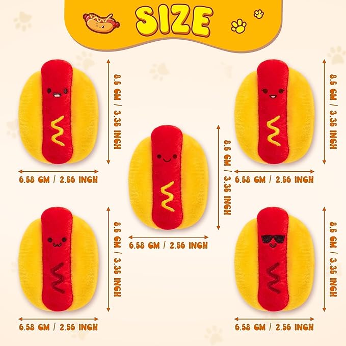 L1rabe Hot Dog Catnip Stuffed Toys - 5 Summer Gift Funny Hot Dog Cat Toys Indoor Yellow Interactive Pet Supplies, Kitten Chew Bite Tools Cat Lovers Gifts, Organic Eco-Friendly Birthday Present