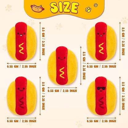 L1rabe Hot Dog Catnip Stuffed Toys - 5 Summer Gift Funny Hot Dog Cat Toys Indoor Yellow Interactive Pet Supplies, Kitten Chew Bite Tools Cat Lovers Gifts, Organic Eco-Friendly Birthday Present