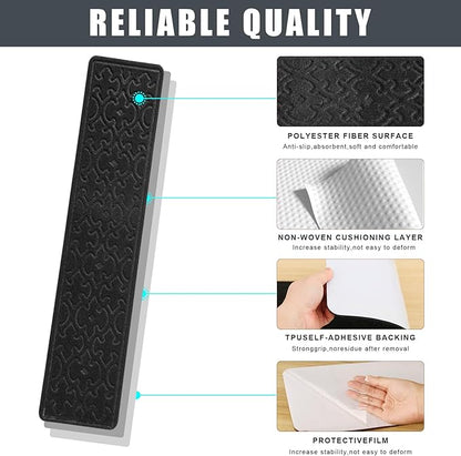 4Pcs Stair Treads for Wooden Steps Indoor with Self Adhesive, 8"x30" Non Slip Stair Runners-Peel & Stick Indoor Stair Carpet Runner, Resistant Indoor Runner for Kids、Elders and Pets,Black