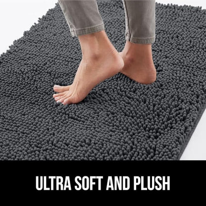 GORILLA GRIP SoakSTOPPER Dog Door Mat, 36x24 Machine Washable Rug Absorbent Doormat Captures Moisture Mud Dirt, Quick Dry Soft Chenille Entryway Rugs Indoor Entrance Mats for Dog Paws, Charcoal