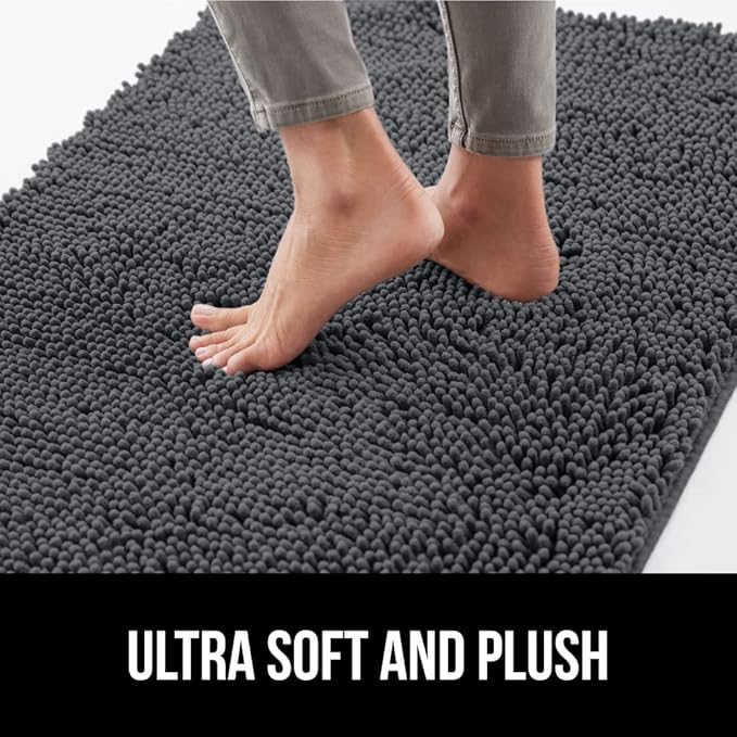GORILLA GRIP SoakSTOPPER Dog Door Mat, 70x24 Machine Washable Rug Absorbent Doormat Captures Moisture Mud Dirt, Quick Dry Soft Chenille Entryway Rugs Indoor Entrance Mats for Dog Paws, Charcoal