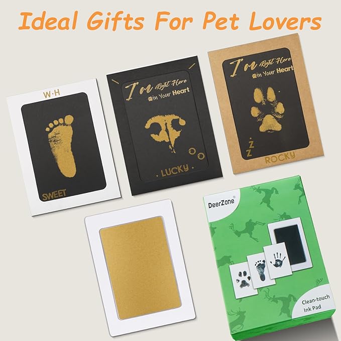 Inkless Paw Print Kit,Dog Paw Print Kit,Dog Nose Print Kit,Clean Touch Ink Pads and Imprint Cards,Pet Paw Print Impression Kit for Dogs Cats Footprint Keepsake