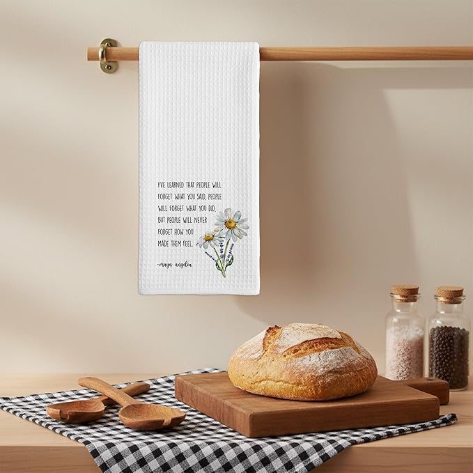 Inspirational Kitchen Hand Towel, Hostess Gift for Women, Christian Quote Waffle Weave Towel, Faith Decor Accent for Kitchen or Bathroom