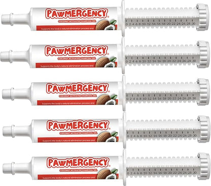 PawMergency – Activated Charcoal First Aid Kit Emergency Rescue 5 Pack for Dogs, Cats, Puppy & Pet Poison Kit, Camping Survival Remedy Essential, Oral Anti Diarrhea Digestive Absorb Toxins