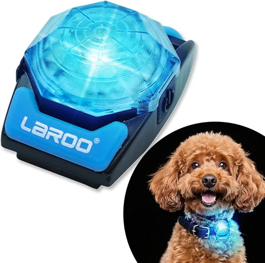 LaRoo Dog Collar Light for Night Walking - USB-C Rechargeable, 13g Ultra Light Waterproof LED Pet Safety Light with 3 Modes, Dog Lights for Night Walking, Camping(Blue)