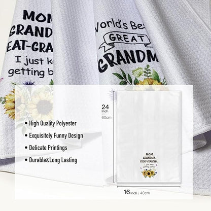 Kitchen Towels for Grandma-Funny Joked Hand Dish DéCor, Absorbent Tea Towel,Gifts for Great Grandmother On Birthday,Christmas,Mother's Day,Thanksgiving 16" x 24"