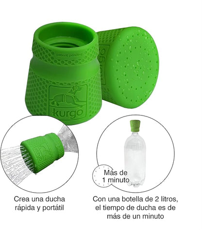 Kurgo Mud Dog Travel Shower - Portable Pet Shower for Adventure Dog Cleaning - Easy Bottle Shower Cap - Dishwasher Safe Silicone Shower Sprayer - Camping Pet Bath Accessory