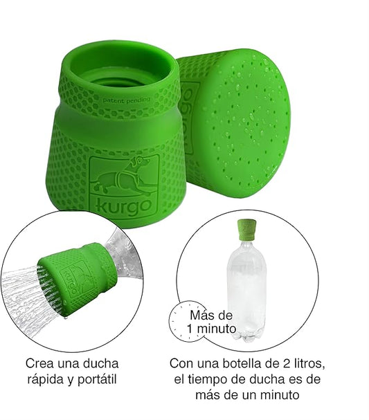 Kurgo Mud Dog Travel Shower - Portable Pet Shower for Adventure Dog Cleaning - Easy Bottle Shower Cap - Dishwasher Safe Silicone Shower Sprayer - Camping Pet Bath Accessory