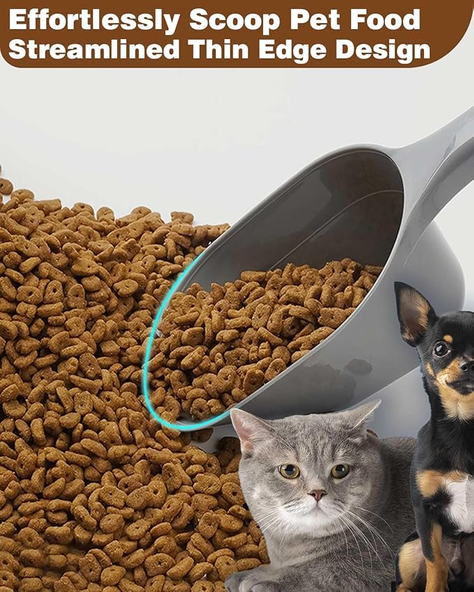 2PACK Dog-Cat Food-Scoop Measuring-Cup,1 Cup Capacity Versatile Plastic Pet Food Scoop with Measuring Lines 1 Cup and 1/2 Cup for Precise Portion Control (Black and Grey)
