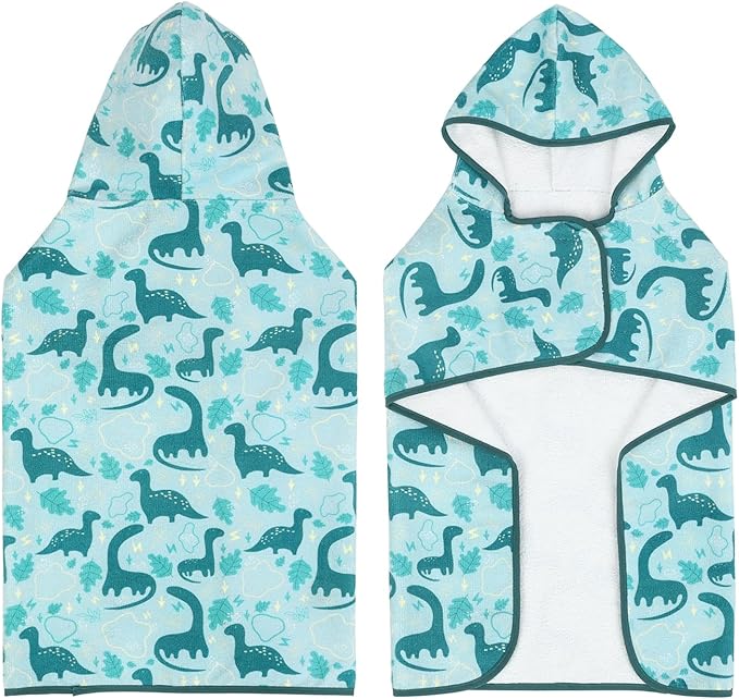 HDE Dog Bathrobe Super Absorbent Quick Drying Puppy Towel Wrap Coat Adjustable After Bath Robes with Hood for Dog Sizes S-XXL Dinosaurs XXL
